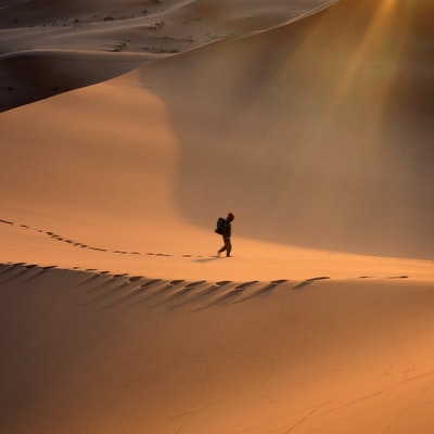 在沙漠中行走的人